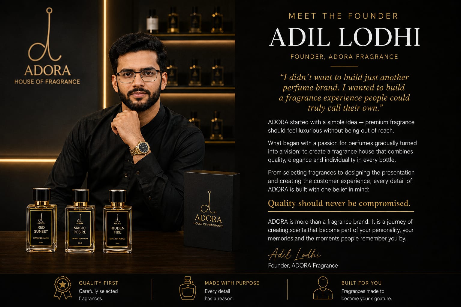 Adil Lodhi, Founder of Adora Fragrances